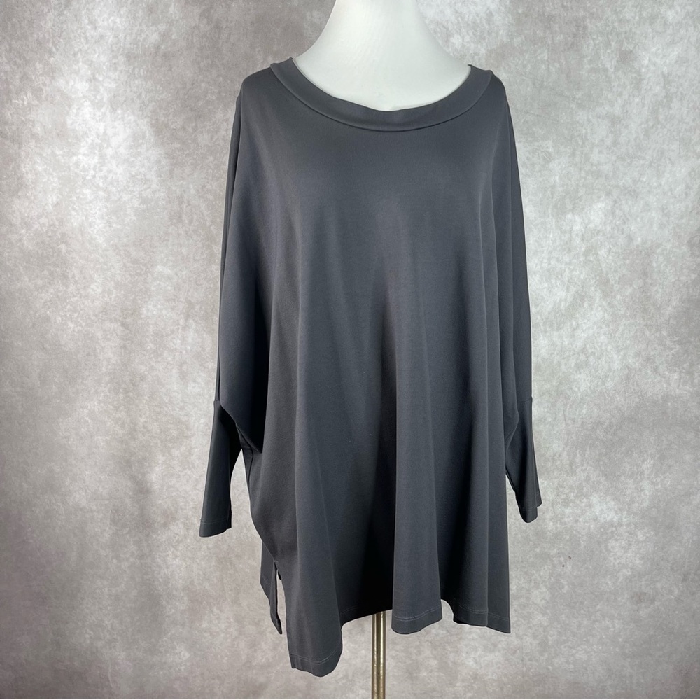 Bryn Walker Long-Sleeve Boxy Cropped Oversized Top In Gray Women's Size S‎